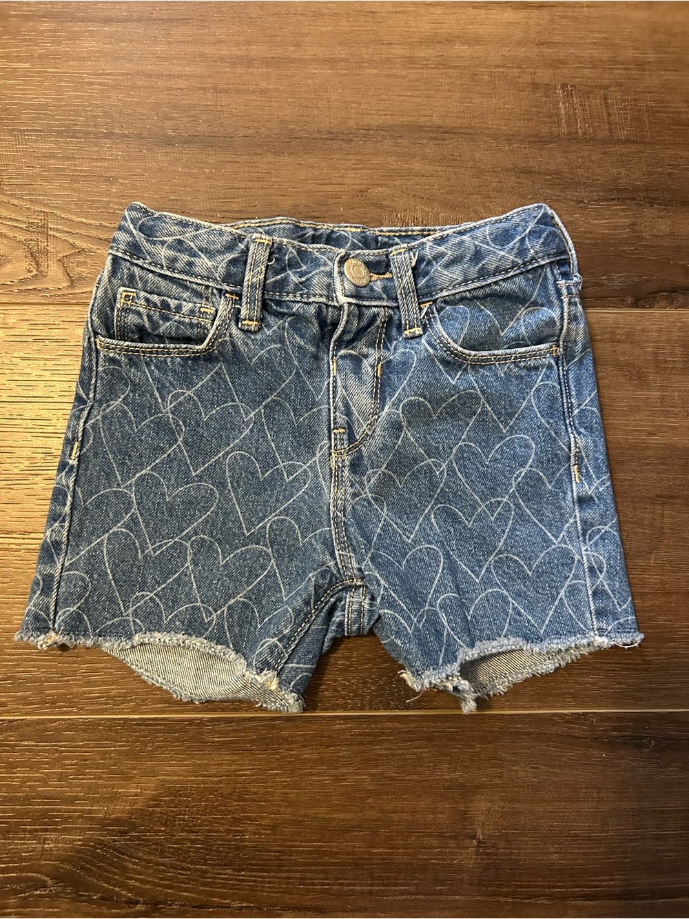 Old Navy Blue Denim Heart-Print Shorts